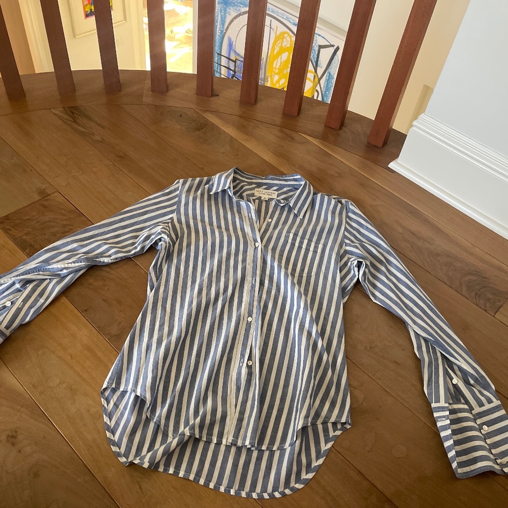 Blue & White striped button down shirt